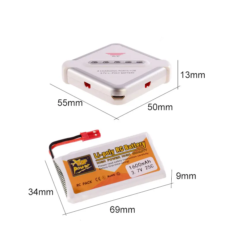 4 шт. ZOP Мощность 3 7 V 1600mAh 1S Lipo Батарея JST разъем Замена в 1 Зарядное устройство для