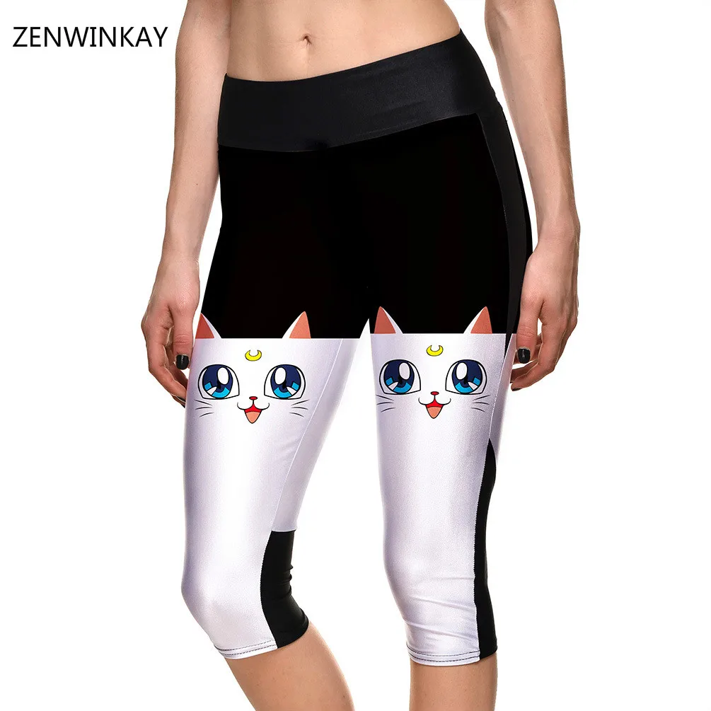 Woman Spandex Knee Length Leggings Womens Sexy Leggins Female High