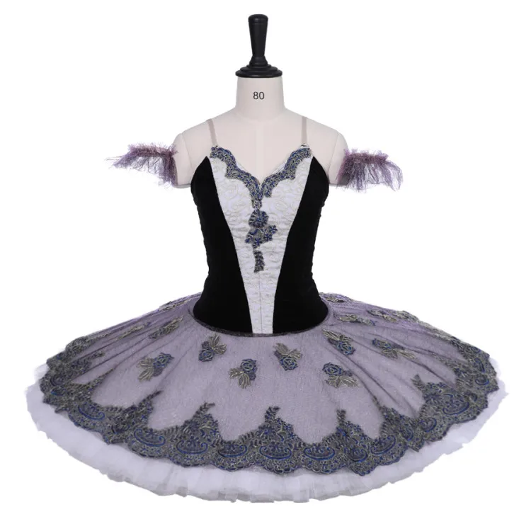 

Velvet Fairy Doll Ballet Dress Precious Stones Ballet Stage Costumes Adult Black purple Professional Ballet Tutu Pancake Kids