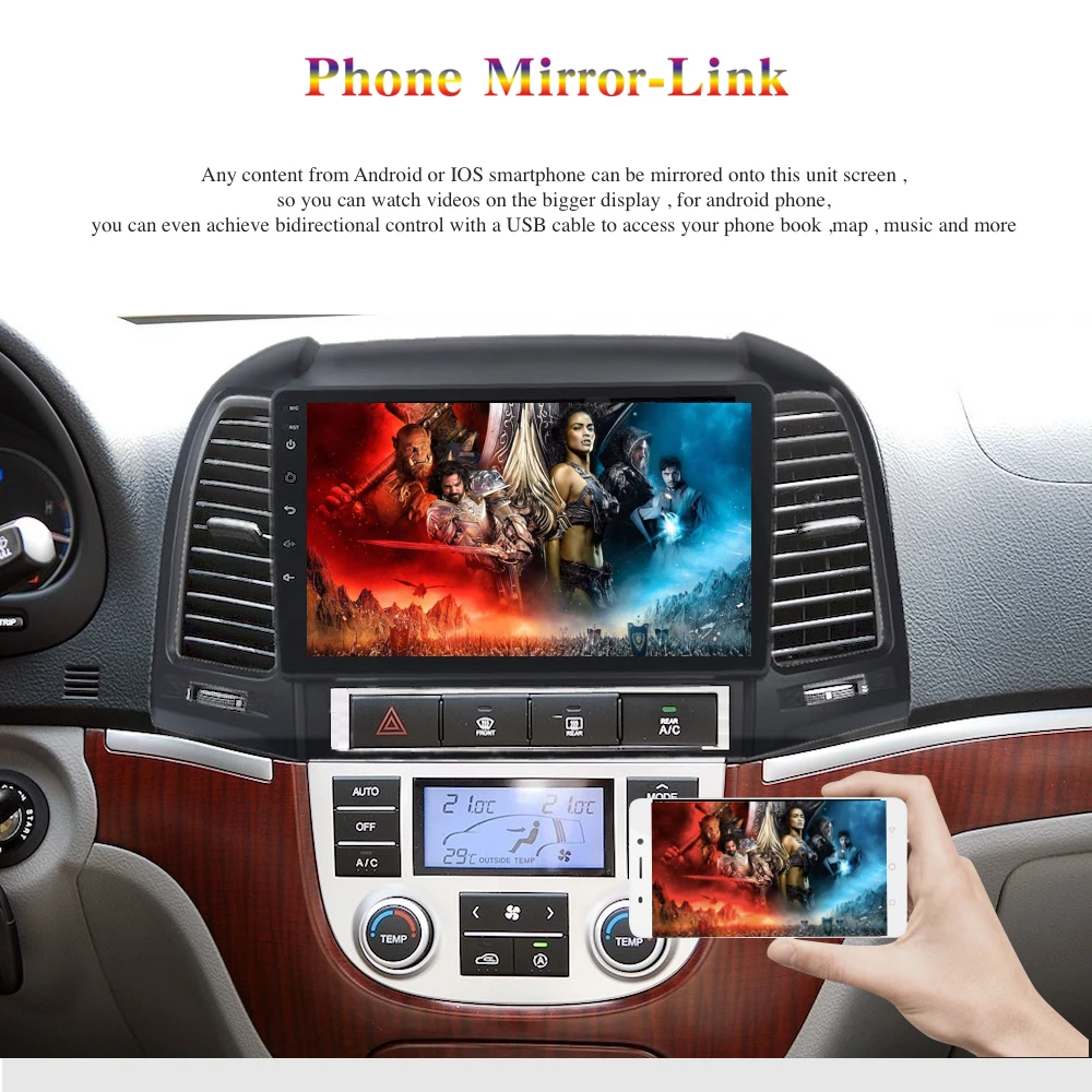 Clearance Android 9.0 Car Radio 2 Din GPS Navi for Hyundai Santa Fe 2006 2007 2008 2009 2010 2011 PX6 DSP HD IPS 4Gb+64Gb RDS WIFI BT HDMI 8