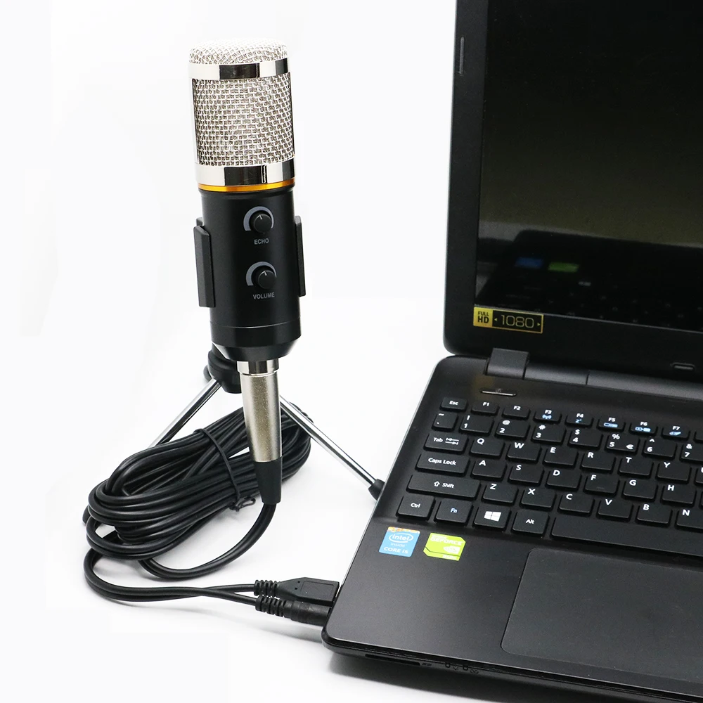 MK-F200FL Computer Microphone Condenser Wired 3.5mm Jack Profesionales USB Microphone For Karaoke PC Recording Studio Mic Tripod 2
