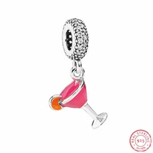 925 стерлингового серебра прозрачный CZ& Смешанная эмаль фруктовый коктейль очаровательные бусины-Подвески DIY Fit PANDORA Подвески для изготовления ювелирных изделий FL590