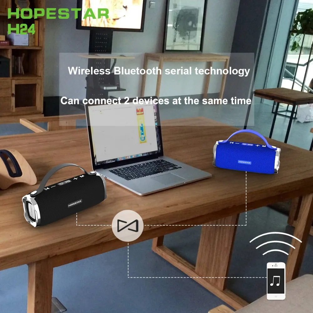 Hopestar H24 Портативный Беспроводной Bluetooth Динамик на открытом воздухе Водонепроницаемый полный диапазон громкий Динамик стерео Поддержка Динамик s компьютер