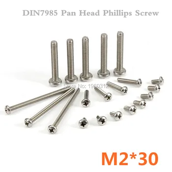

1000pcs/lot DIN7985 M2*30 Stainless Steel A2 Pan Head Phillips (Cross recessed pan head) Screw