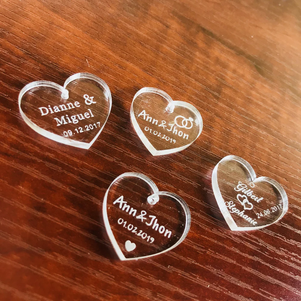 50 pieces Personalized Engraved Baby Baptism Hangs Love Heart Decor, Wedding Table Decoration Custom content Favors Tag   (1)