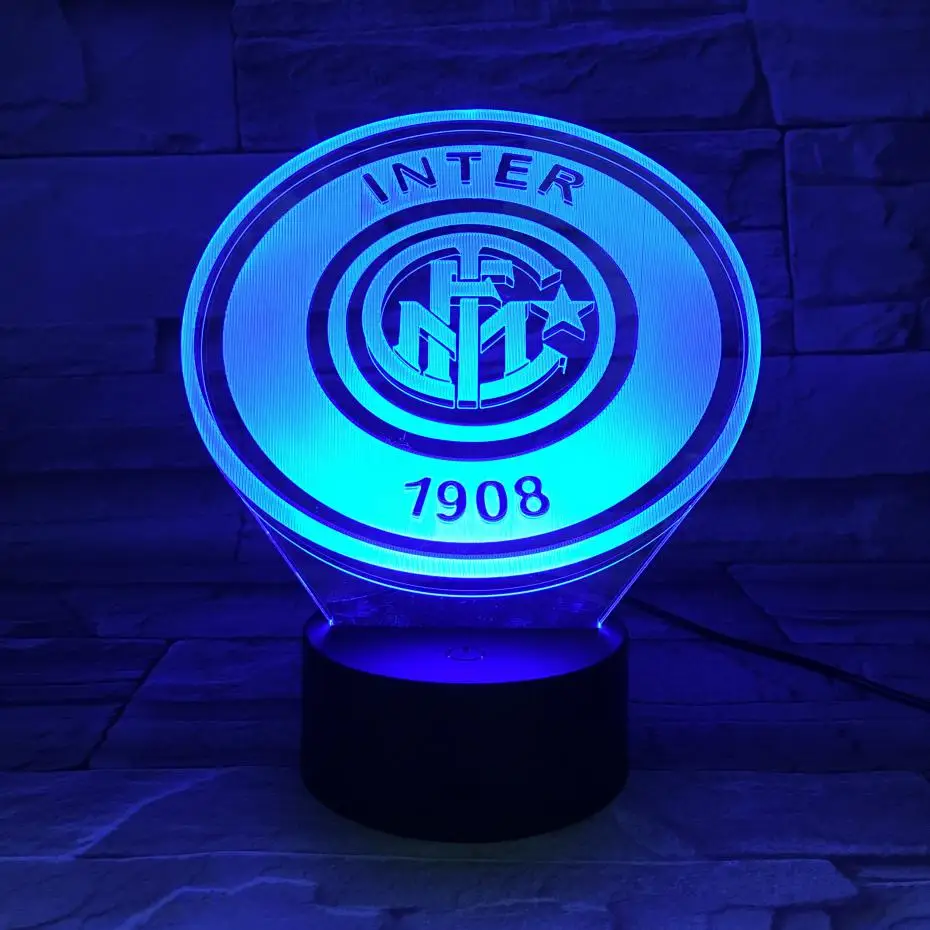 

LED Night Light Football Club FC Internazionale Milano inter USB 3D Illusion Serie A Soccer Logo night lamp table bedside Kids