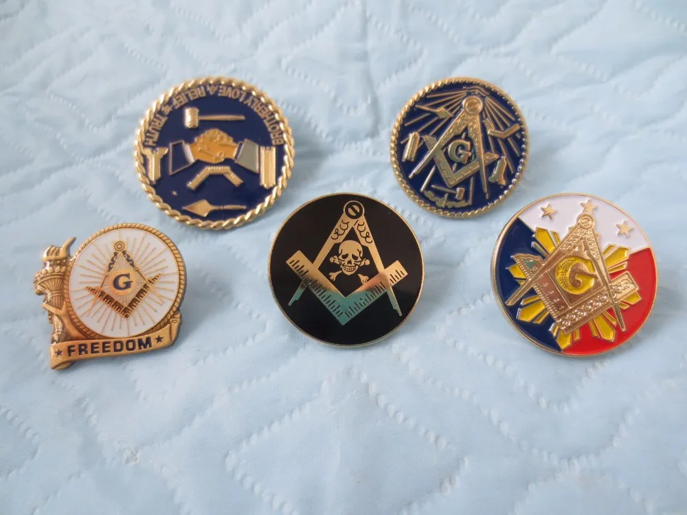 wholesale 5different style of Masonic Lapel Pins Badge Mason Freemason