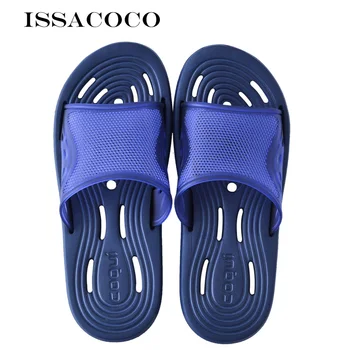 

ISSACOCO Men's Slippers Bathroom Leaking Water Non-slip Home Slippers Beach Slippers Pantuflas Terlik Chinelos EU Size 44-47