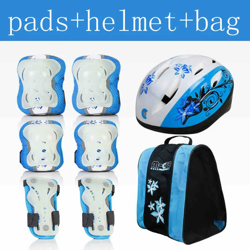free shipping roller skates safety protector kit pads helmet bag 3 6