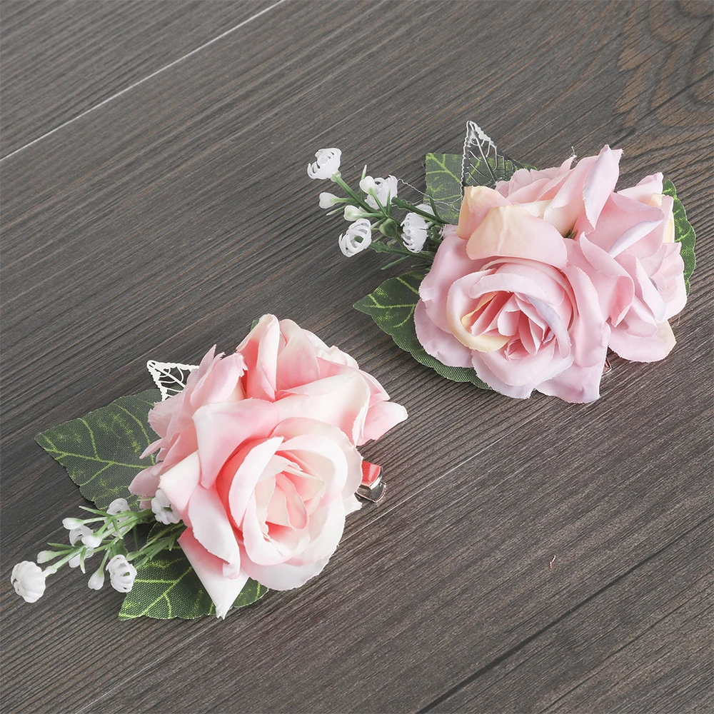 Шпилька для волос с розовыми розами; головной убор; заколки для волос с цветами для невесты; свадебные аксессуары для волос