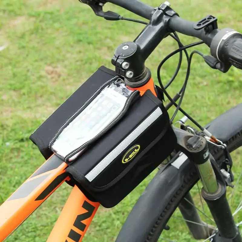 B-SOULMTB дорожные велосипедные сумки рамка Передняя голова верхняя труба нейлоновые водонепроницаемые велосипедные сумки для 5.7in сотовый телефон сенсорный Чехол