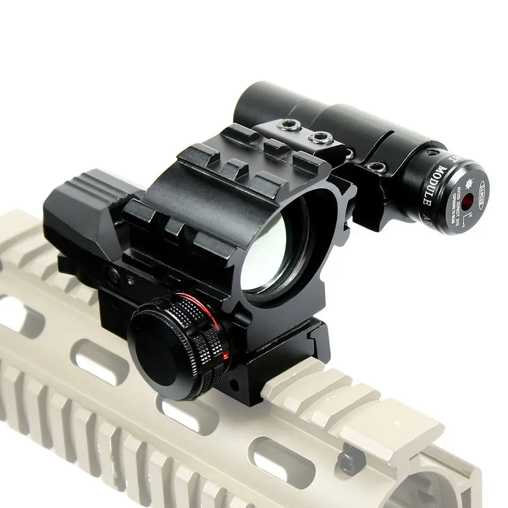 

High quality Holographic Tactical Red / Green 4 Reticles Reflex Dot Scope & laser sight combo Hunting Airsoft free shipping