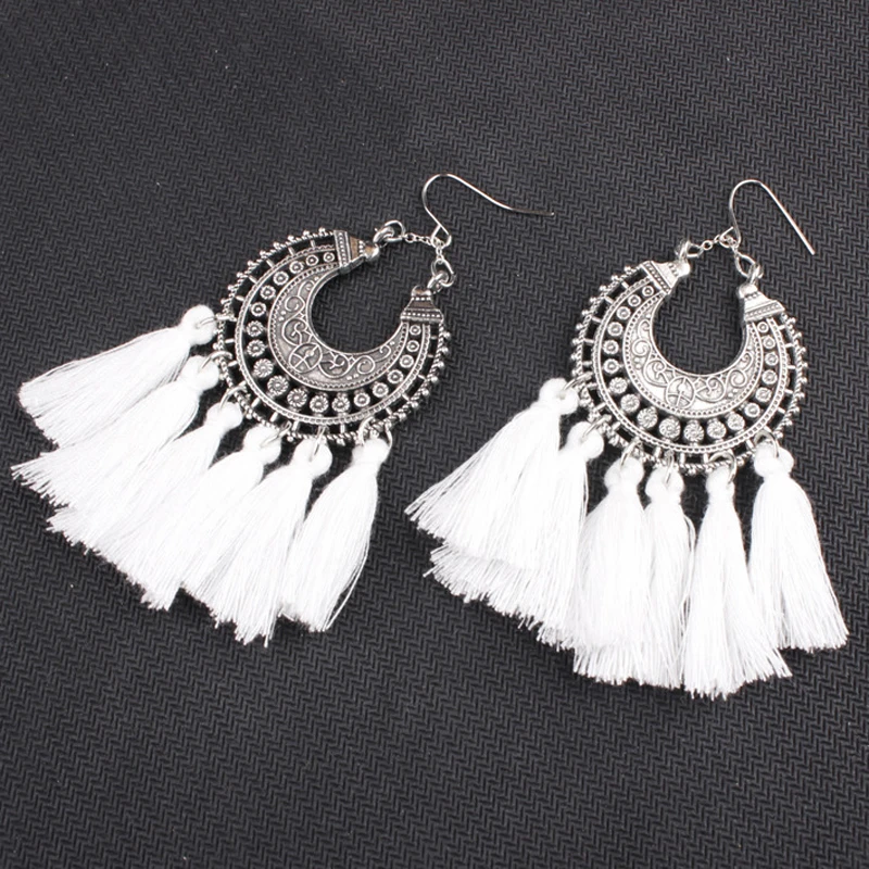 

Fringe Tassel Earrings Women Big Large Statement Ethnic Bohemia Boho Drop Earrings Hanging Dangle Earrings Accessories