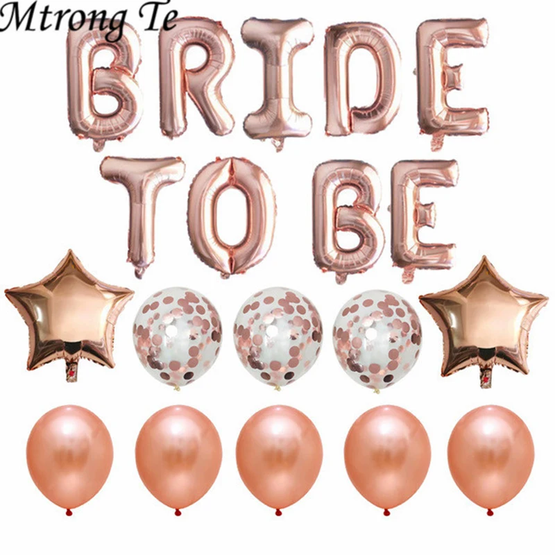 

1set 16inch Rose Gold Bride To Be Letter Balloons Confetti latex Balloon Hen Party Mr Mrs Wedding Party Valentine's day Supplies