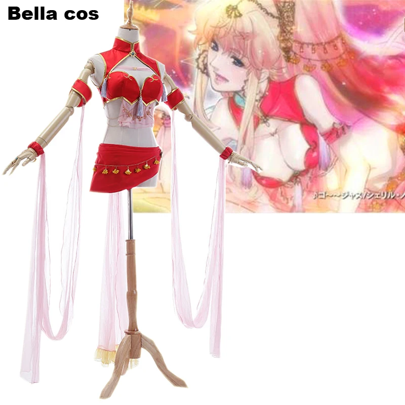 

The Super Dimension Fortress Macross Sheryl Nome Queen dancer dress cosplay costume red dancing Diva dress masquera outfits cos