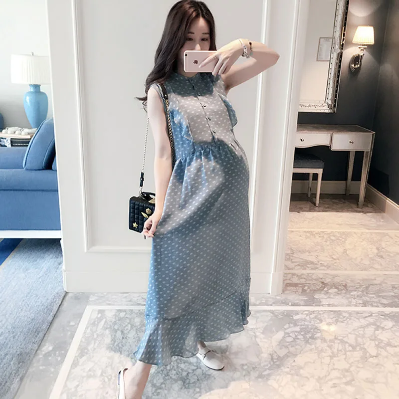 

Polka Dot Nursing Dresses Maternity Clothes For Pregnant Women Feeding Vestidos Breastfeeding Pregnancy Dress Maternity Clothing