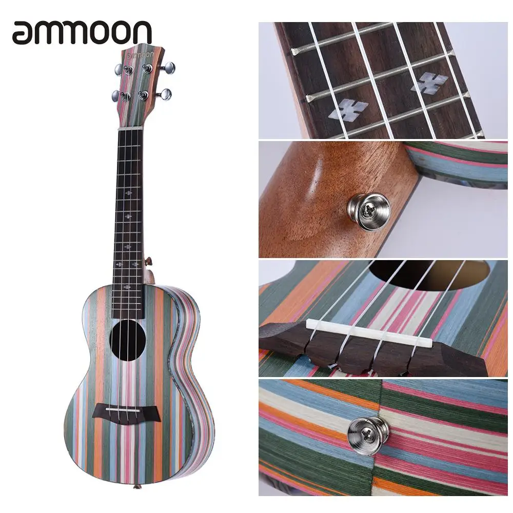 

Hot Sale ammoon Colorized 24" Acoustic Soprano Ukulele Ukelele Uke Wooden 18 Frets 4 Strings Okoume Neck Rosewood Fingerboard