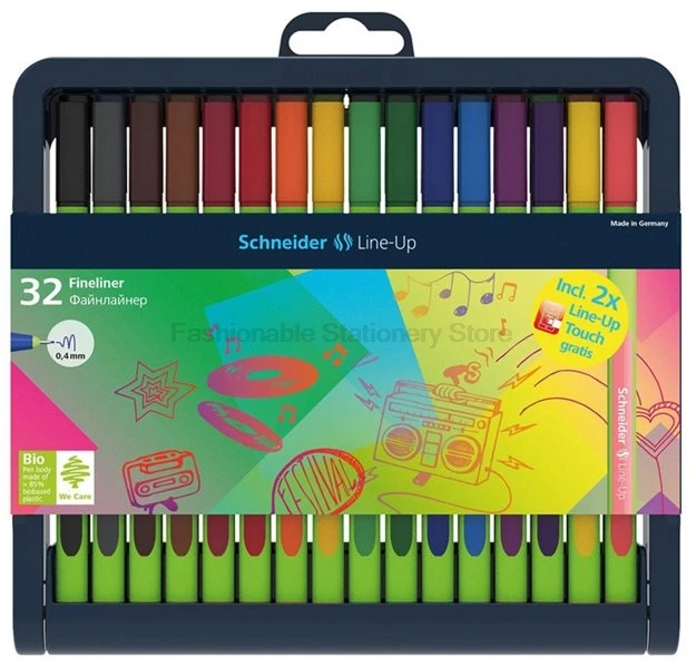 Schneider Line-up 0,4 мм многоцветная волоконная игольчатая ручка 32 цвета/набор школьных офисных принадлежностей оптом - Цвет: 32 pcs