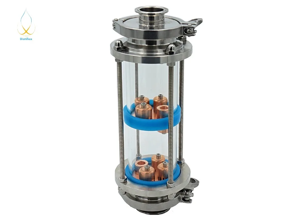 Mini 3" 76mm (OD91mm) 99.9 Red Copper 3 pcs bubble plates Distillation Glass Column for