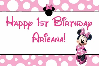 

custom minnie mouse happy birthday baby child photo background photography backdrops quality vinyl