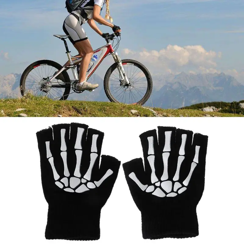 Cycling Gloves Kids Outdoor Sports Bicycle Half Finger Skeleton Soft Protective For cycling hiking skating Gift