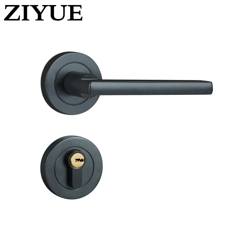 Free Shipping Black High Quality Zinc Alloy Split Lock Bedroom Handle Lock Interior Door Handle