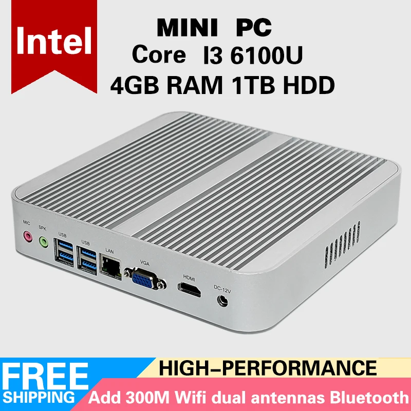 eglobal Mini PC 6Gen Intel Core i3 6100U 4GB RAM 1TB HDD Ordinateur 4 K HTPC