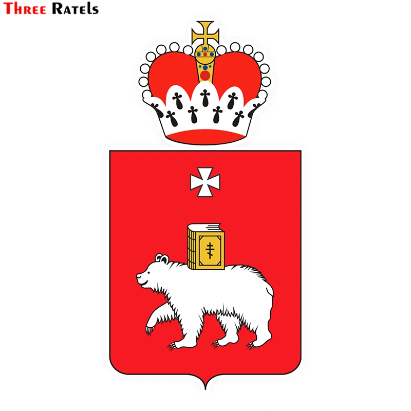 

Three Ratels LCS463# 7.7x14cm Coat of Arms of Perm oblast car stickers funny car stickers styling removable decal