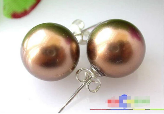 

Wholesale > DD 12MM ROUND COFFEE SOUTH SEA SHELL PEARL STUD EARRING 925SILVER p1397 A0422 -Top quality free shipping