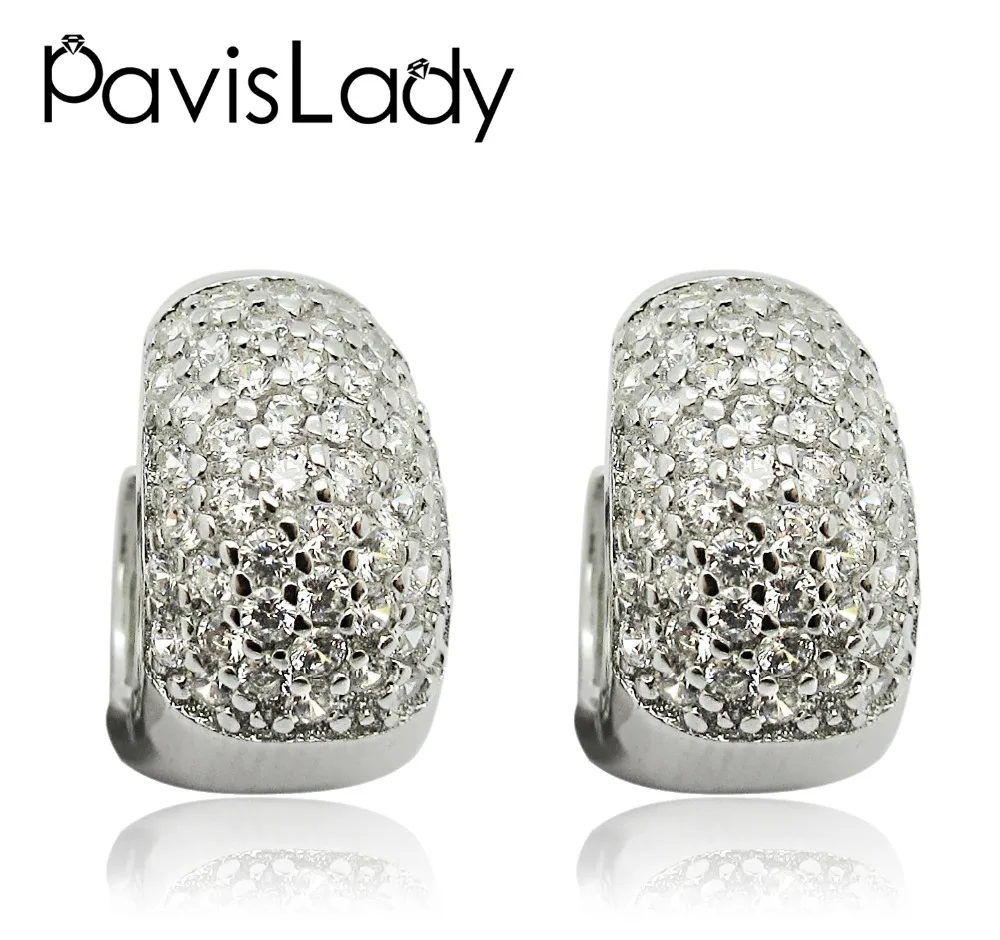 

Pavislady Real 925 Sterling Silver Circle Hoop Earring Micro Setting Fine Jewelry in Perfect Quality for Women Gift