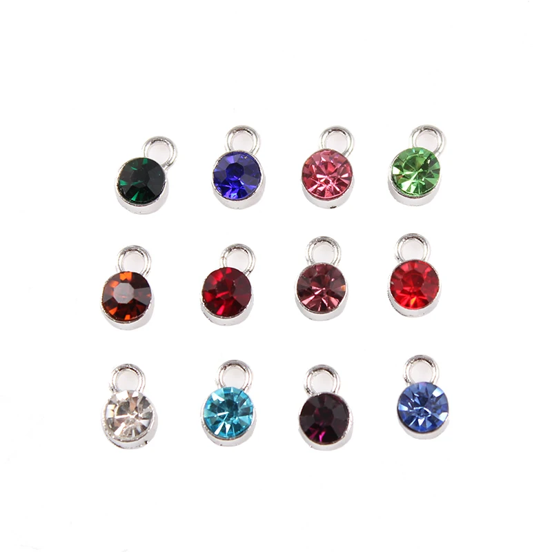 Free Shipping 120pcs/lot Mixed Birthstone Charms 7mm Crystal for