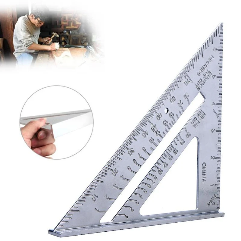 7/"//12/" Roofing Speed Square Aluminium Rafter Angle Measuring Triangle Guide Tool