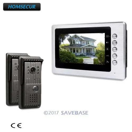 Homsur 7 "проводной видеодомофоны системы с одной кнопкой разблокировать для дома безопасности + 2 камеры 1 мониторы