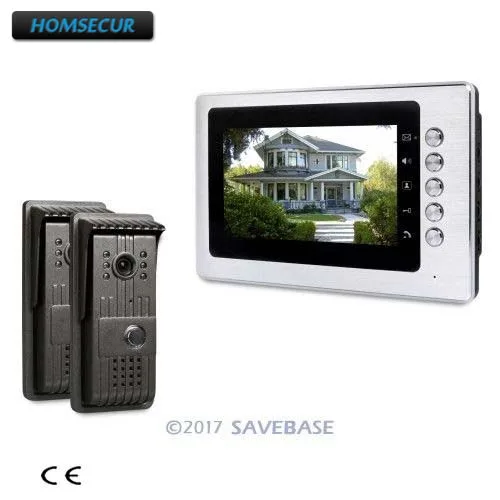 

HOMSECUR 7" Wired Video Door Intercom System with One Button Unlock for Home Security + 2 Cameras + 1 Monitor