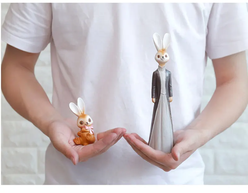 Пасторальный смолы кролики миниатюрные фигурки настольные ремесла милый кролик Семья украшения домашний декор Детская игрушка Подарки на день рождения