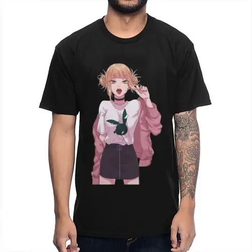 Футболка с круглым вырезом Harajuku Sugoi Toga Himiko моя геройская Академия футболка Аниме