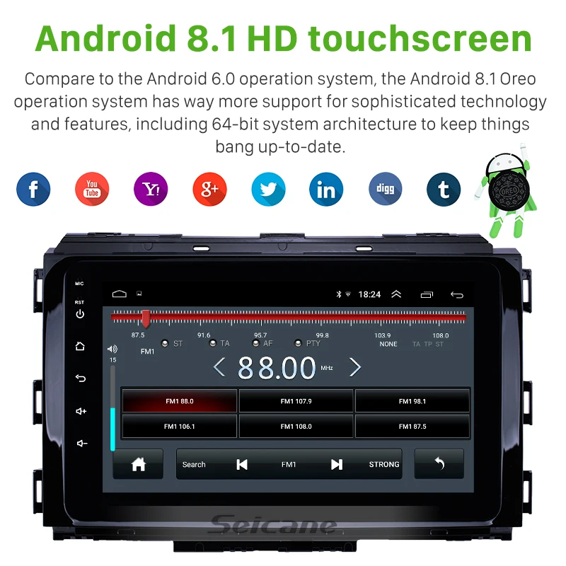 Excellent Seicane Android 8.1 2DIN 8 inch Car Head Unit Radio Audio GPS Multimedia Player For Kia Carnival 2014 2015 2016 2017 2018 2019 2
