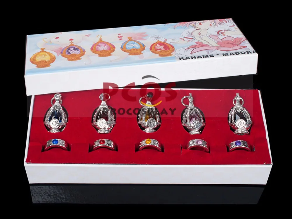 

10 Pcs Set~Puella Magi Madoka Magica Soul Gem 10pcs Necklace & Ring Crystal Ball Cosplay mp001064