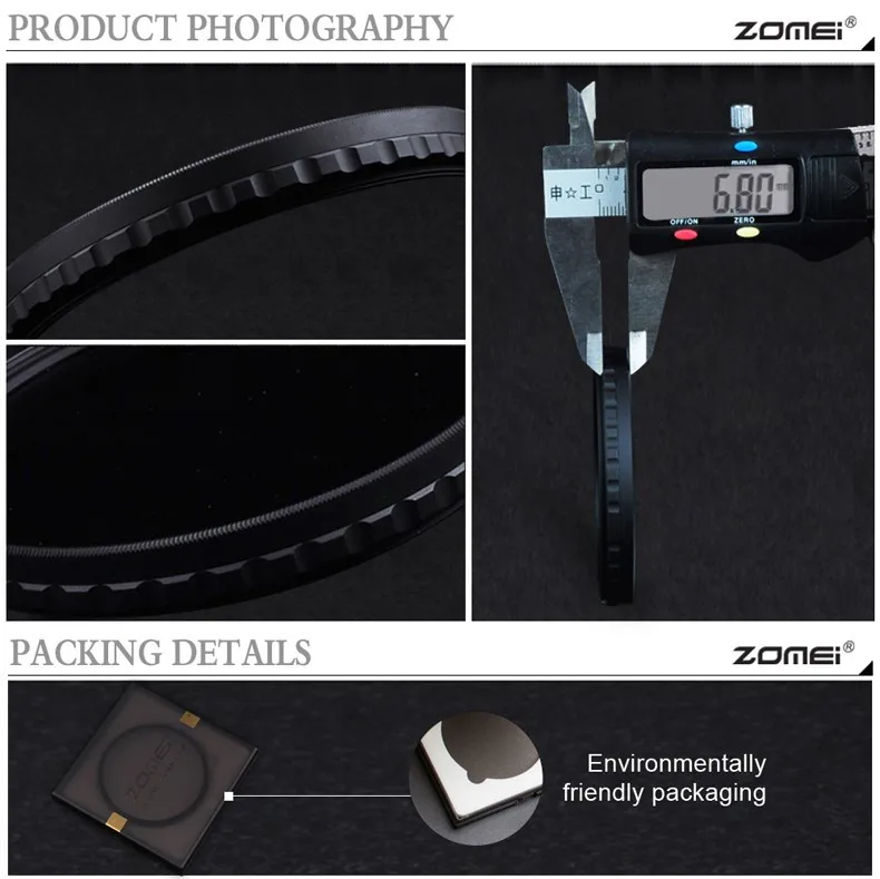 Тренога ZOMEI HD ультра тонкий регулируемый ND фильтр многослойный 18-слойный ND2-400 изменяемый фейдер для портативной видеокамеры DSLR SLR 52/58/67/72/77/82 мм