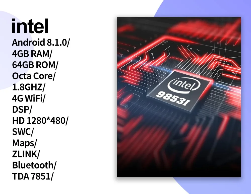 Top 8.8 inch IPS Screen Android 8.1 single din car radio player Octa Core 4GB Ram+64GB Rom built in 4G&DSP module GPS stereo audio 10