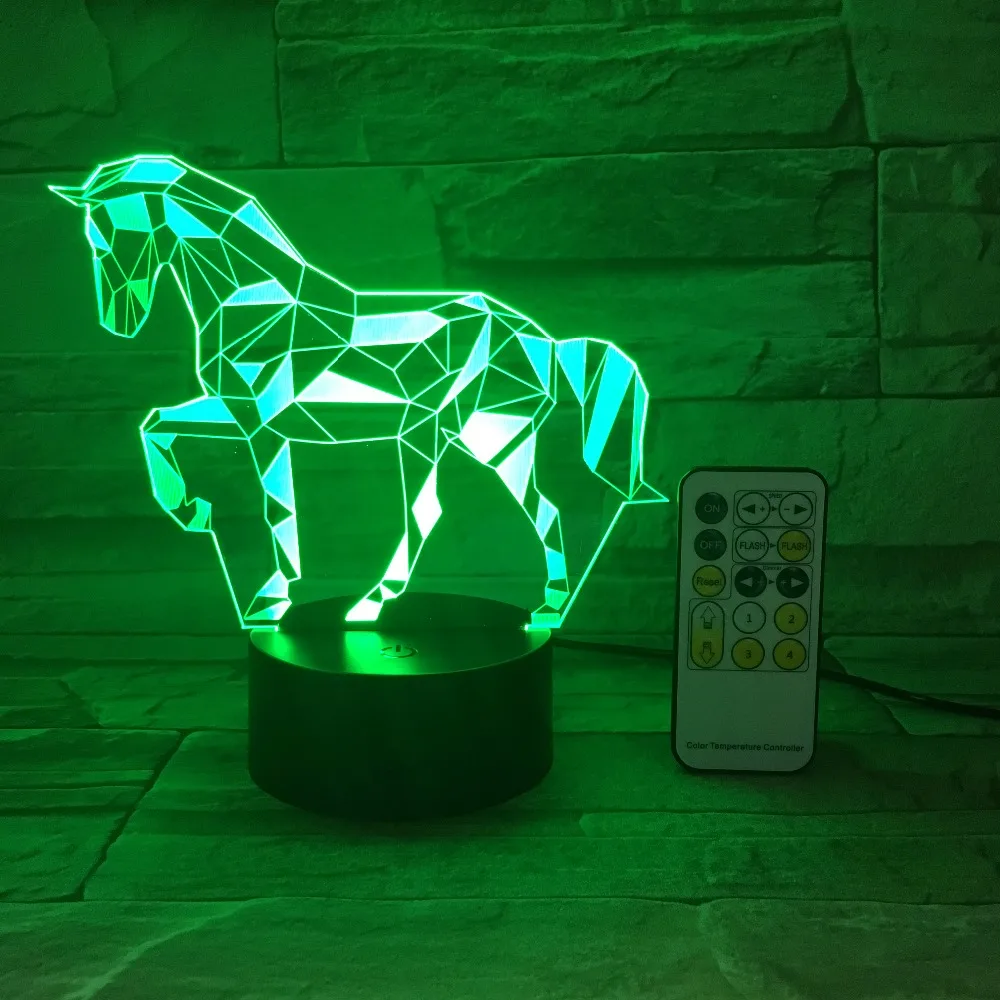  Remote Or Touch Switch Acrylic 3D Stereo Vision Lamp Horse Interior Decorative Lamp 7 Color Change  - 32836137802