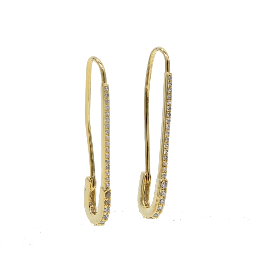 

Fashion Safety Pin Long Earrings yellow Gold color Earings european usa Earrings For Women Jewelry