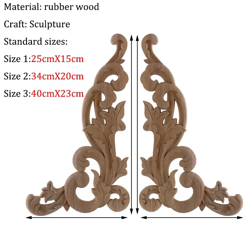 Wood Applique Decorative Flower Piece Wall Wardrobe Home Decoration