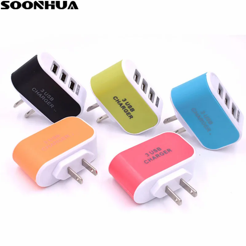 

SOONHUA 5V1A USB Charger 3-Port USB Wall Charger Adapter Universal Mobile Phone Charger for iPhone 8 Samsung S8 Tablet Charger