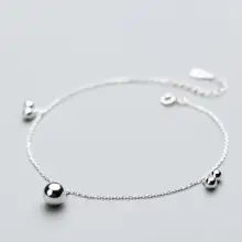 Подлинный реальный. Ювелирные украшения из стерлингового серебра 925 пробы маленькие и большие бусины Круглый ножной браслет GTLS690