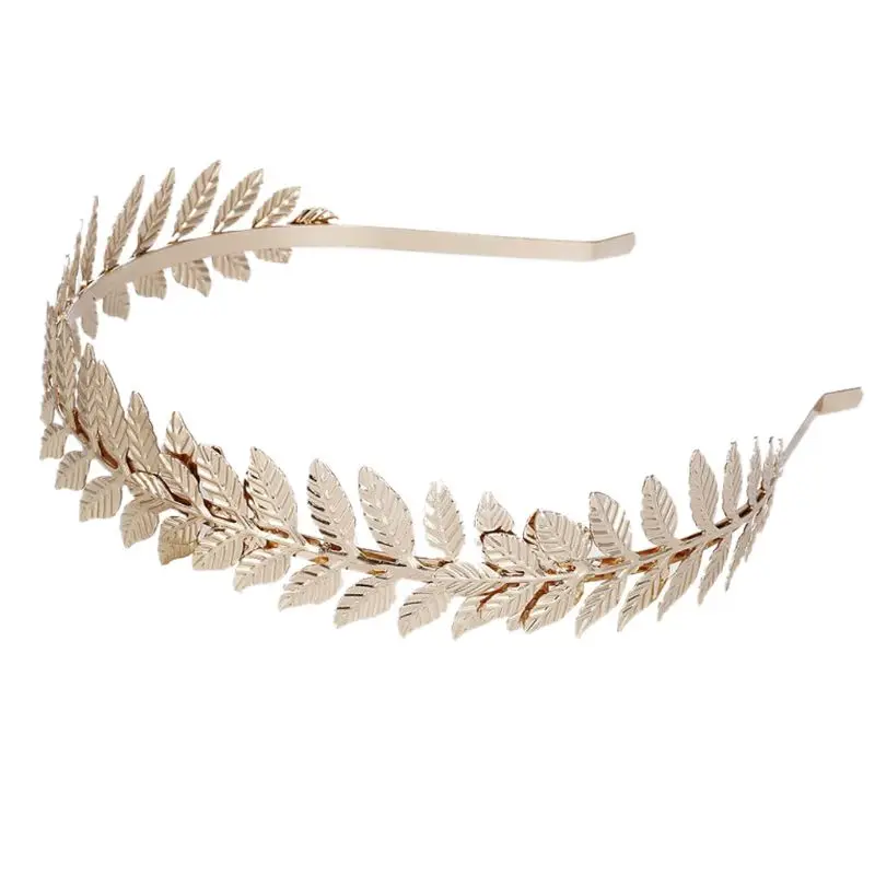 European Greek Goddess Headband Metallic Gold Silver Leaves Branch Crown Hair Band Wedding Bridal Tiara Shimmer Hair Accessories