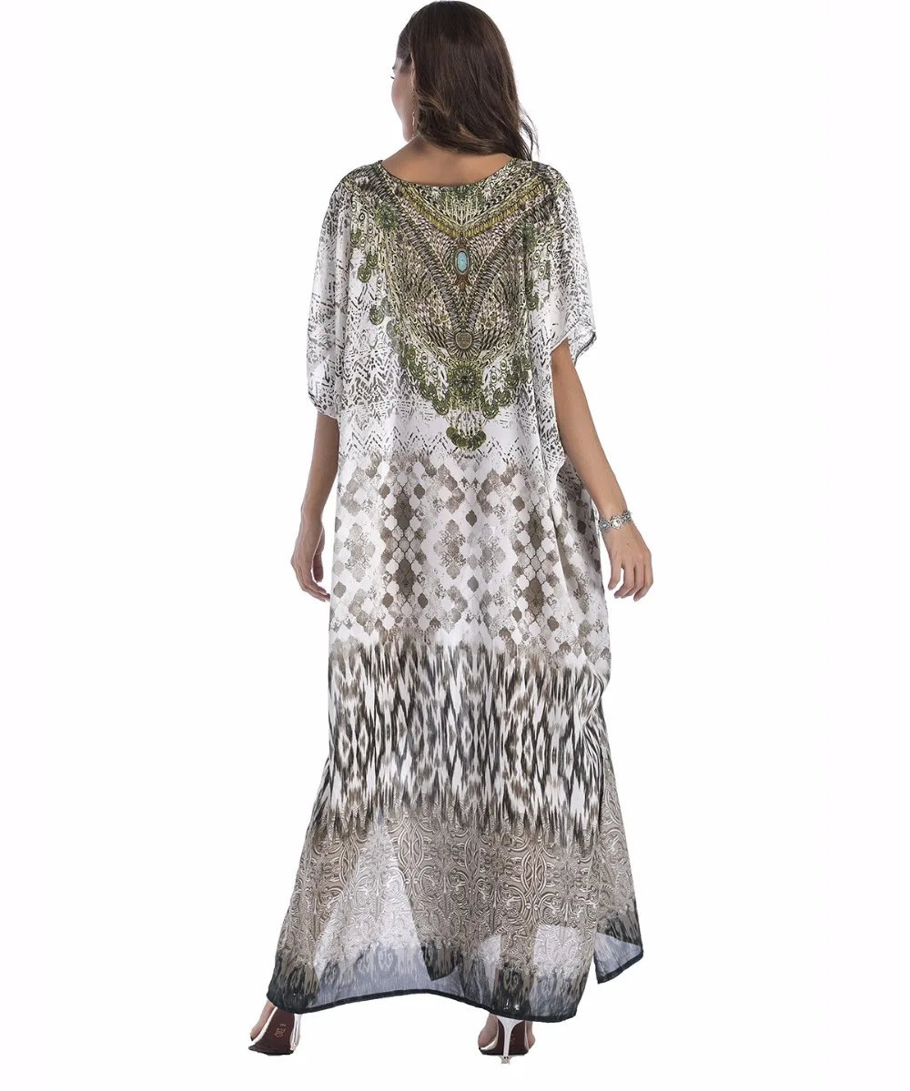 Модное шифоновое длинное богемное Платье с принтом размера плюс, одежда в стиле бохо, летний сарафан, пляжные сарафаны, женские халаты большого размера
