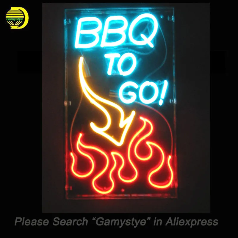 Neon Sign For Custom Neon Window Signs BBQ to GO Flame Pub Restaurant