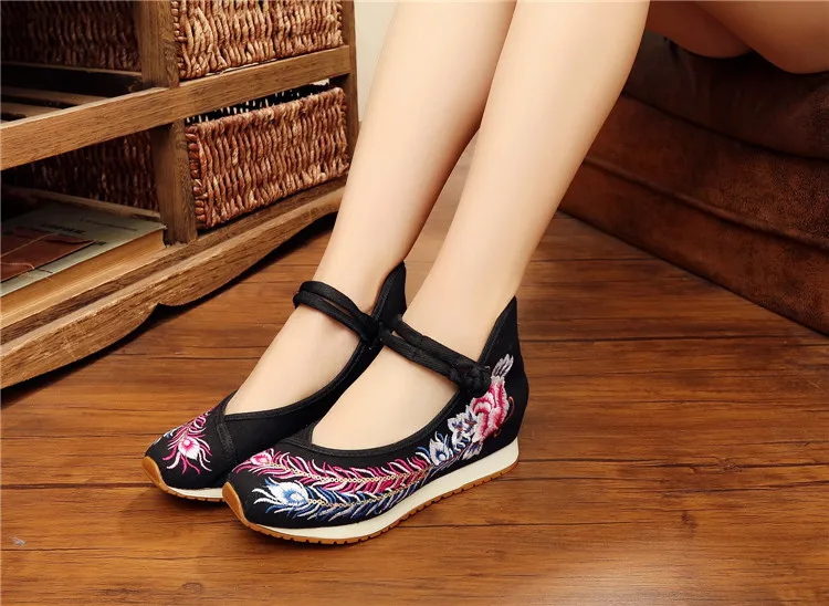 Винтажные этнические кроссовки с вышивкой; женская обувь на плоской платформе с вышивкой; Повседневные Удобные кроссовки из джинсовой ткани в китайском стиле
