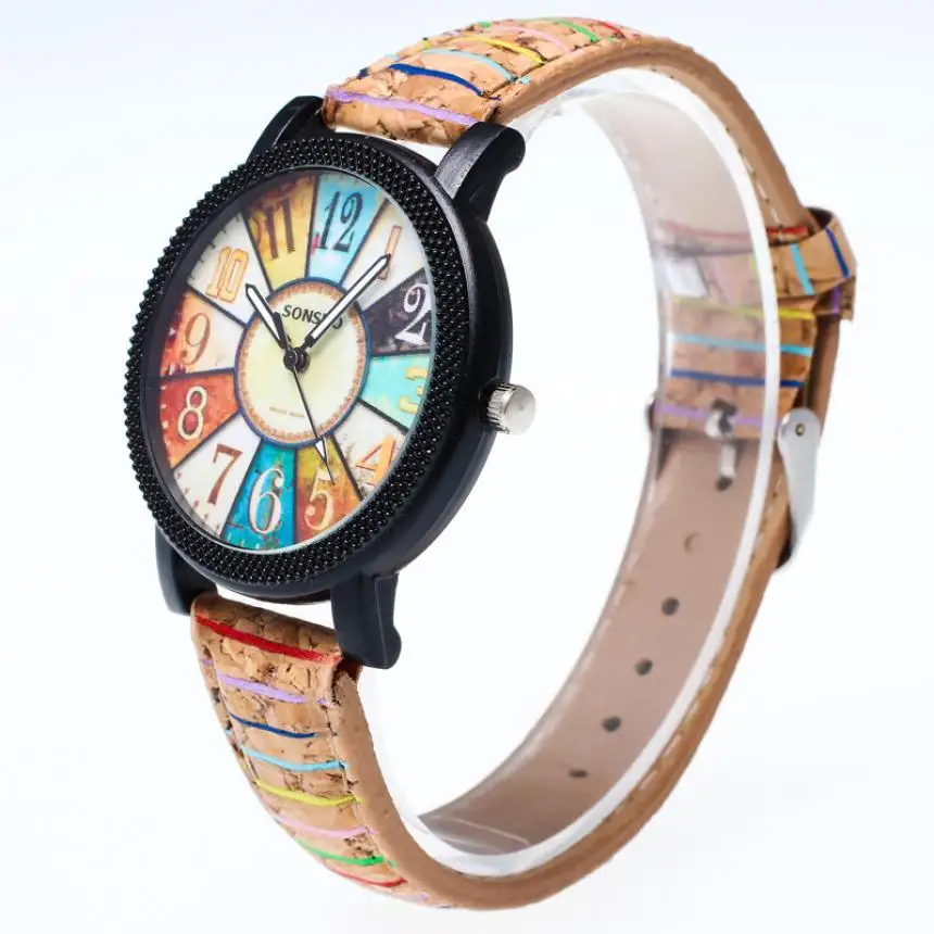 Женские часы повседневные Харадзюку граффити узор кожа аналоговые Кварцевые женские наручные часы женские часы montres femmes# L05